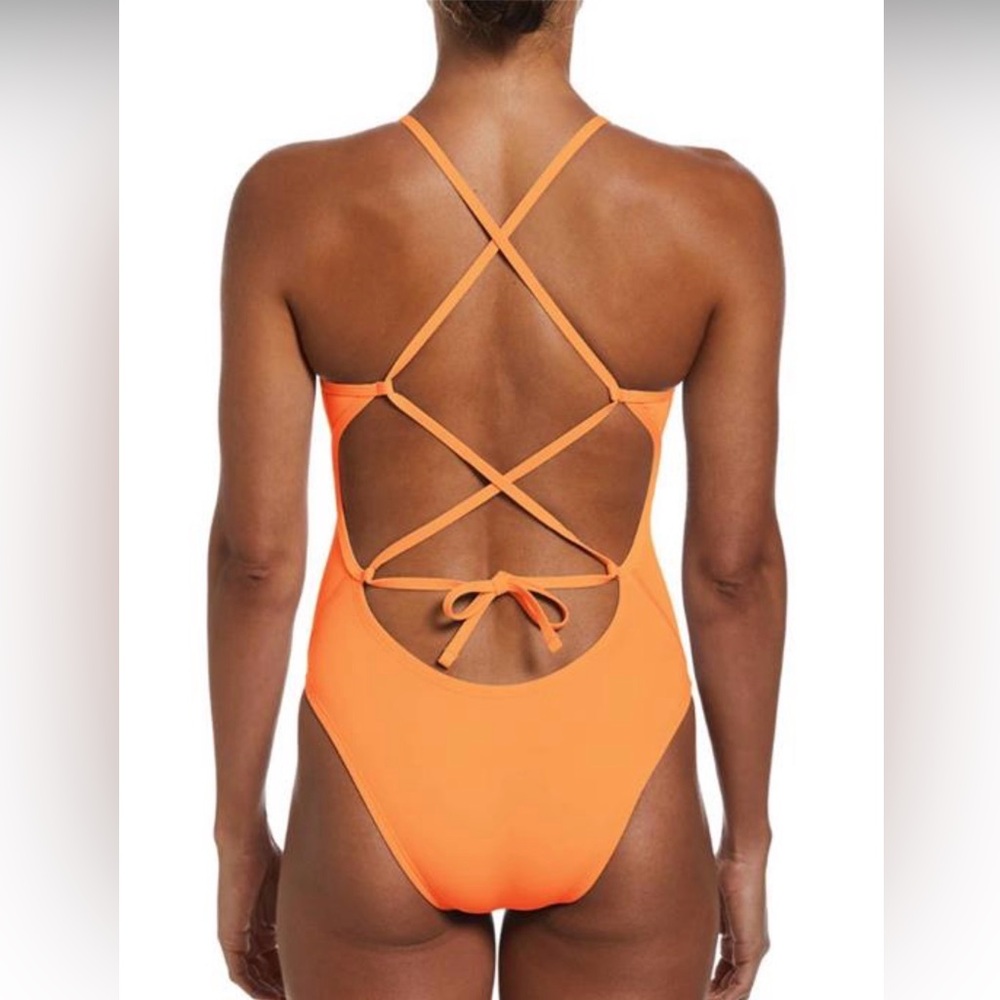 Nike hydrastrong tie back Orange One-Piece Swimsuit -flawed-